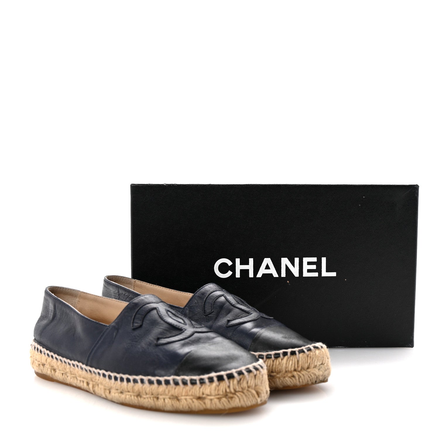 Chanel Lambskin CC Espadrilles 36 Navy Black 11 of 11