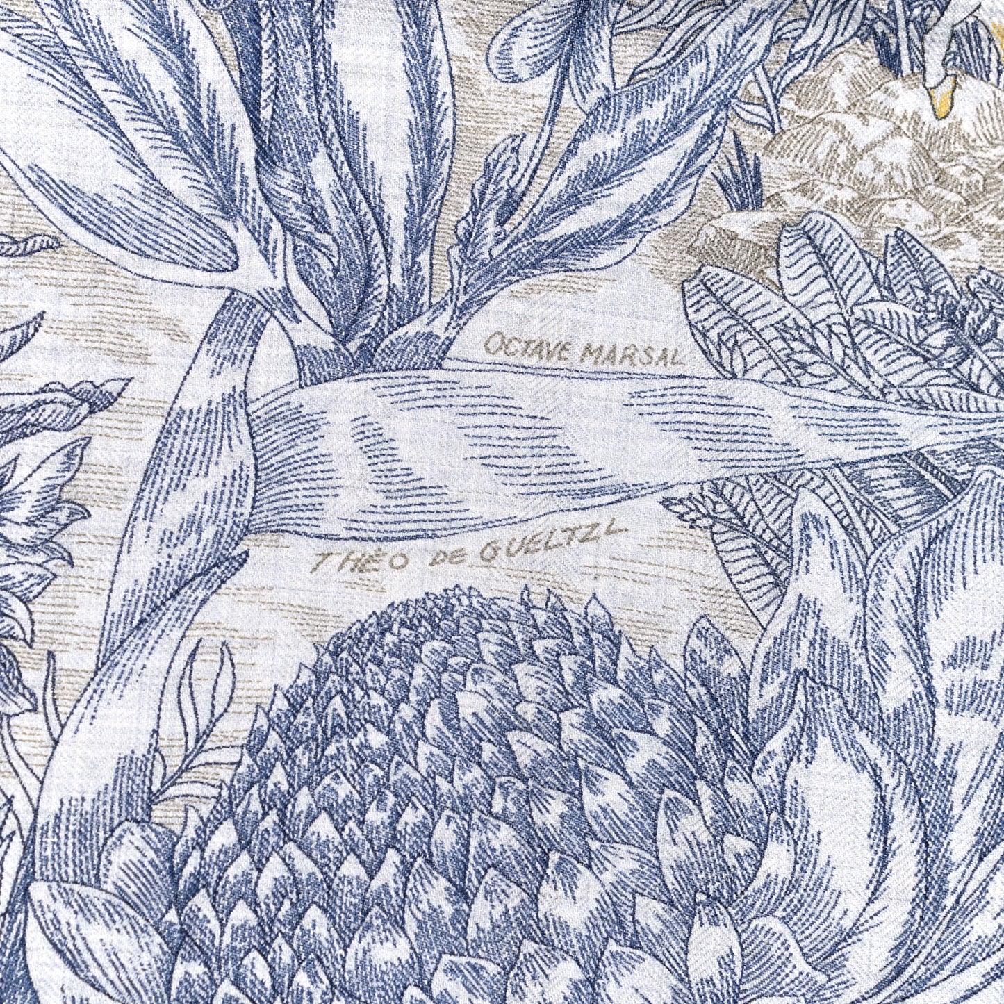 Cashmere Silk Faubourg Tropical Shawl 140 Gris Chine Encre