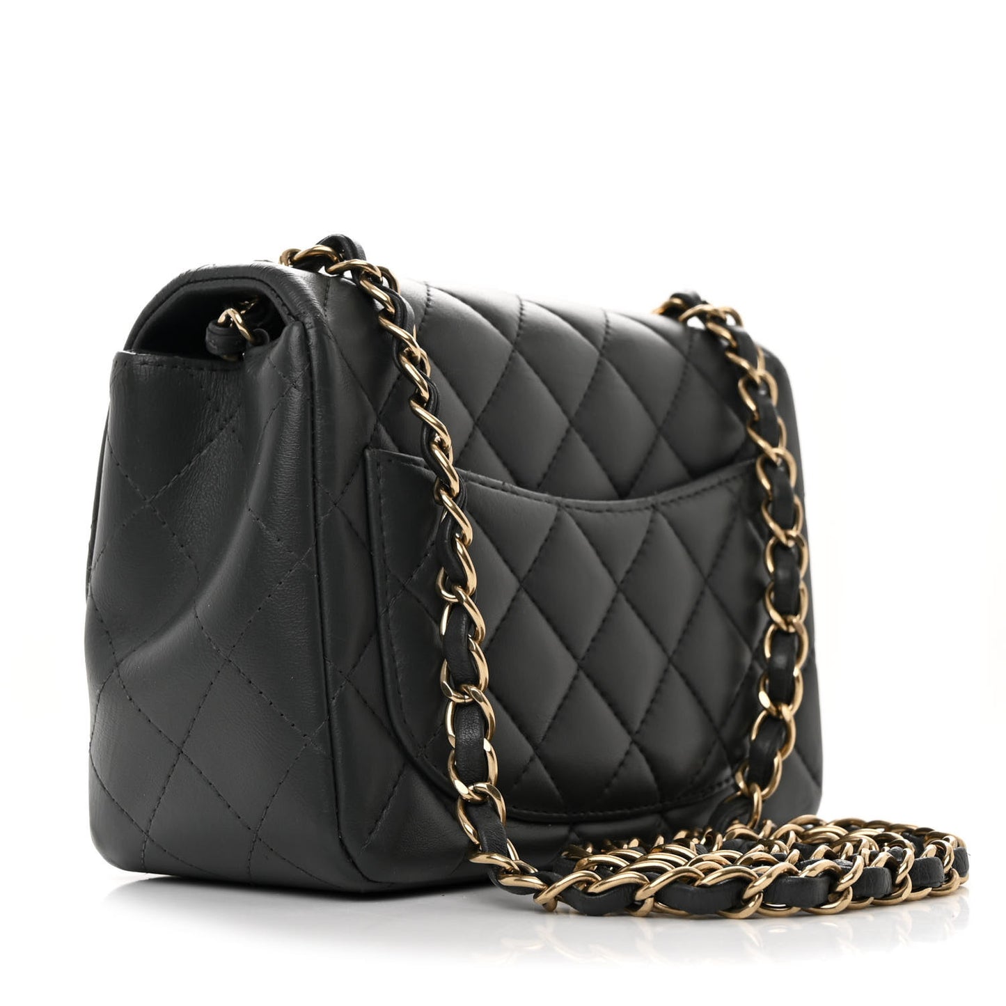 Lambskin Quilted Mini Square Flap Dark Grey