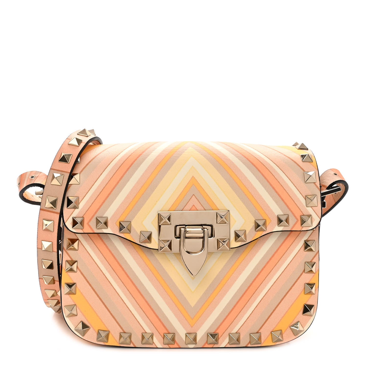 Valentino Garavani Vitello Native Couture 1975 Rockstud Crossbody Bag Mandarin Sorbet 1 of 10