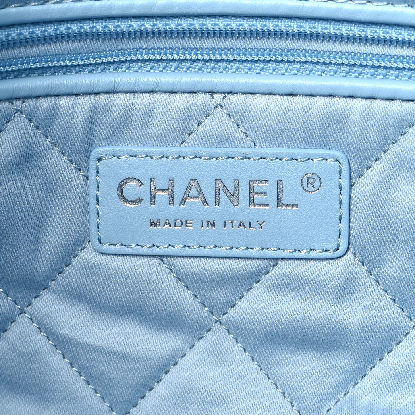 Shiny Calfskin Quilted Small Chanel 22 Light Blue