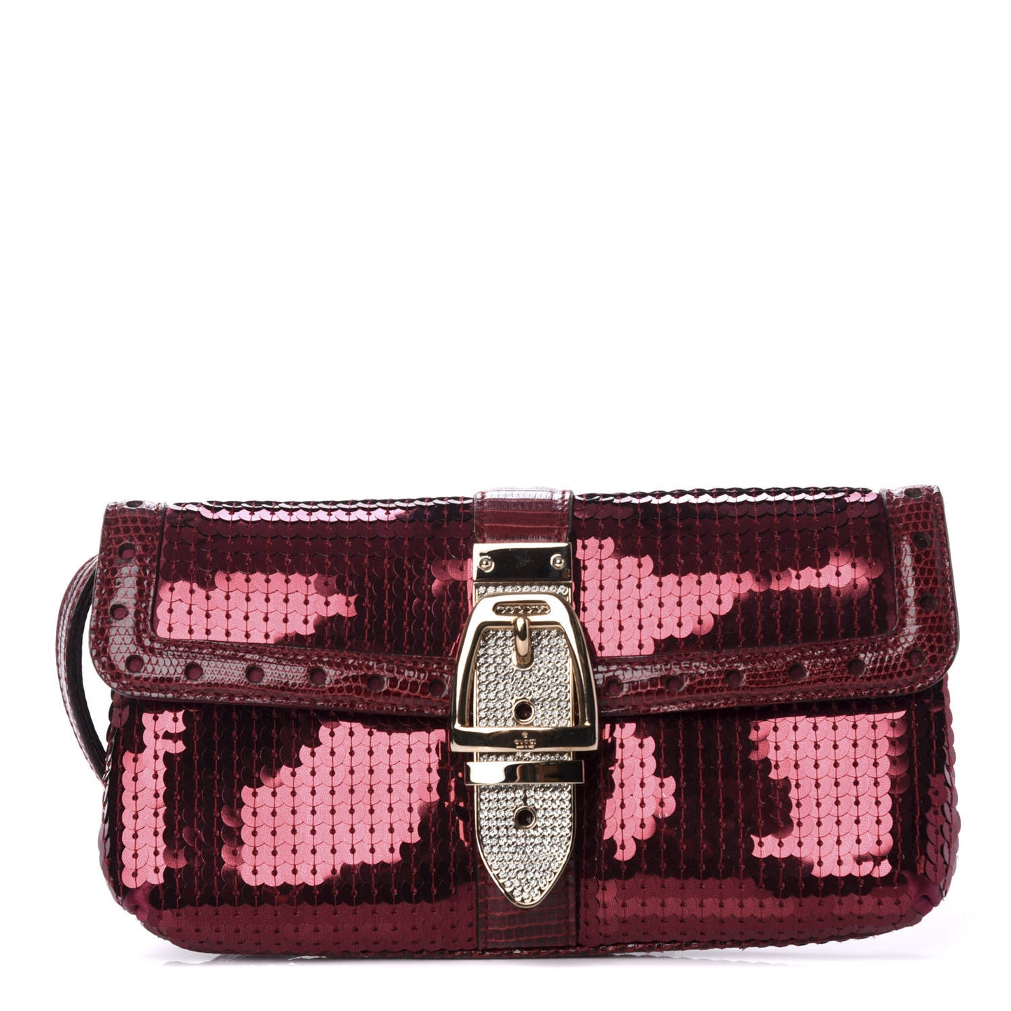 Sequin Lizard Crystal Wristlet Clutch Bag Bordeaux
