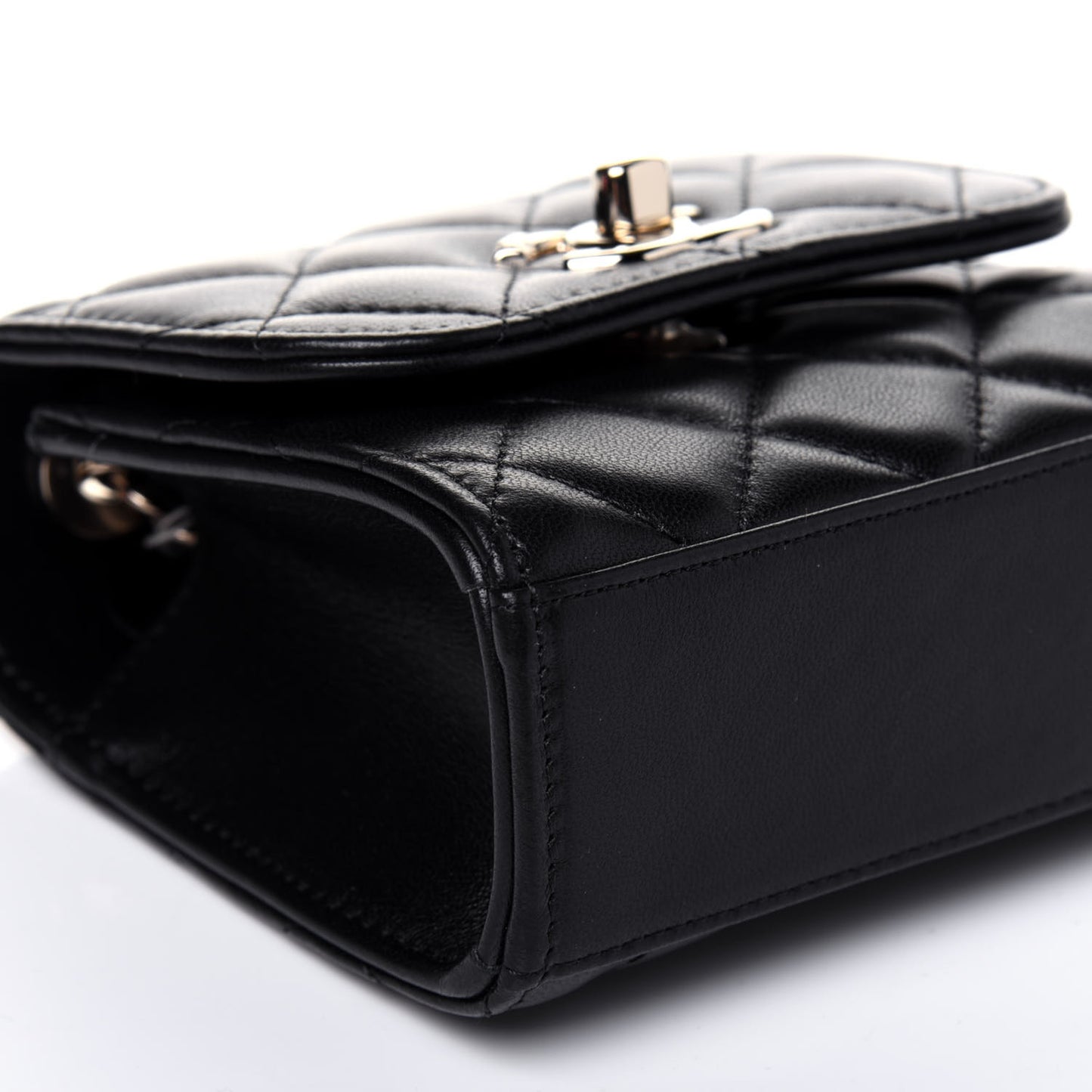 Lambskin Quilted Mini Trendy CC Chain Wallet Black