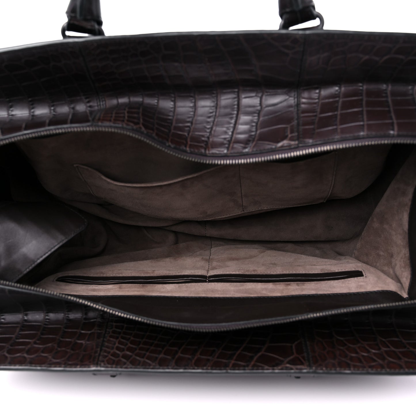 Soft Crocodile Fume Satchel Charcoal Ebano