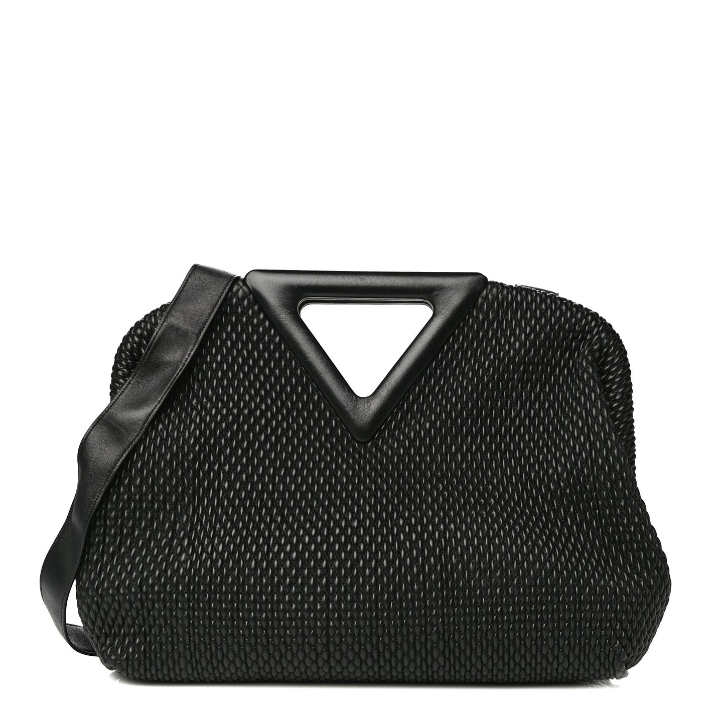 Lambskin Knit Small The Point Triangle Bag Black