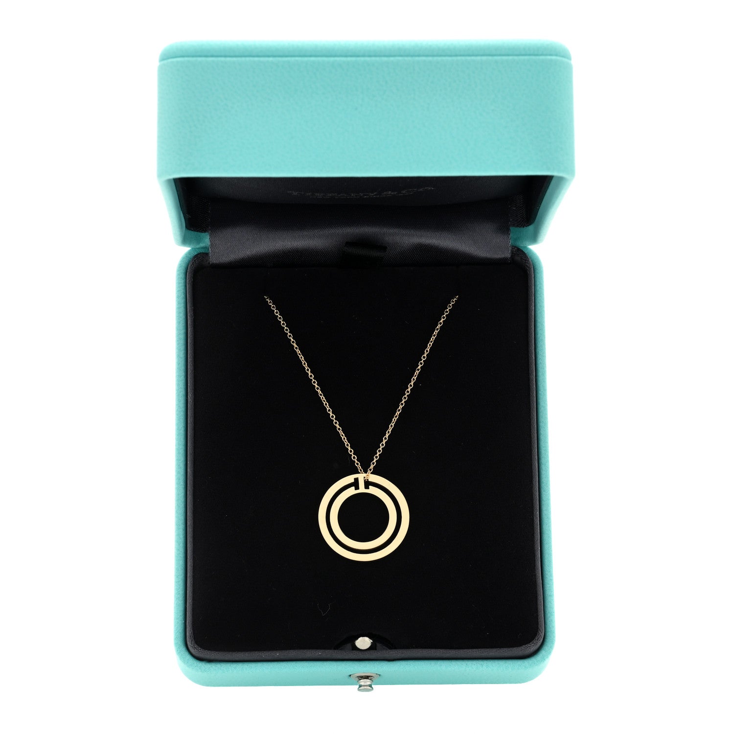 Tiffany 18K Yellow Gold T Circle Pendant Necklace 5 of 5