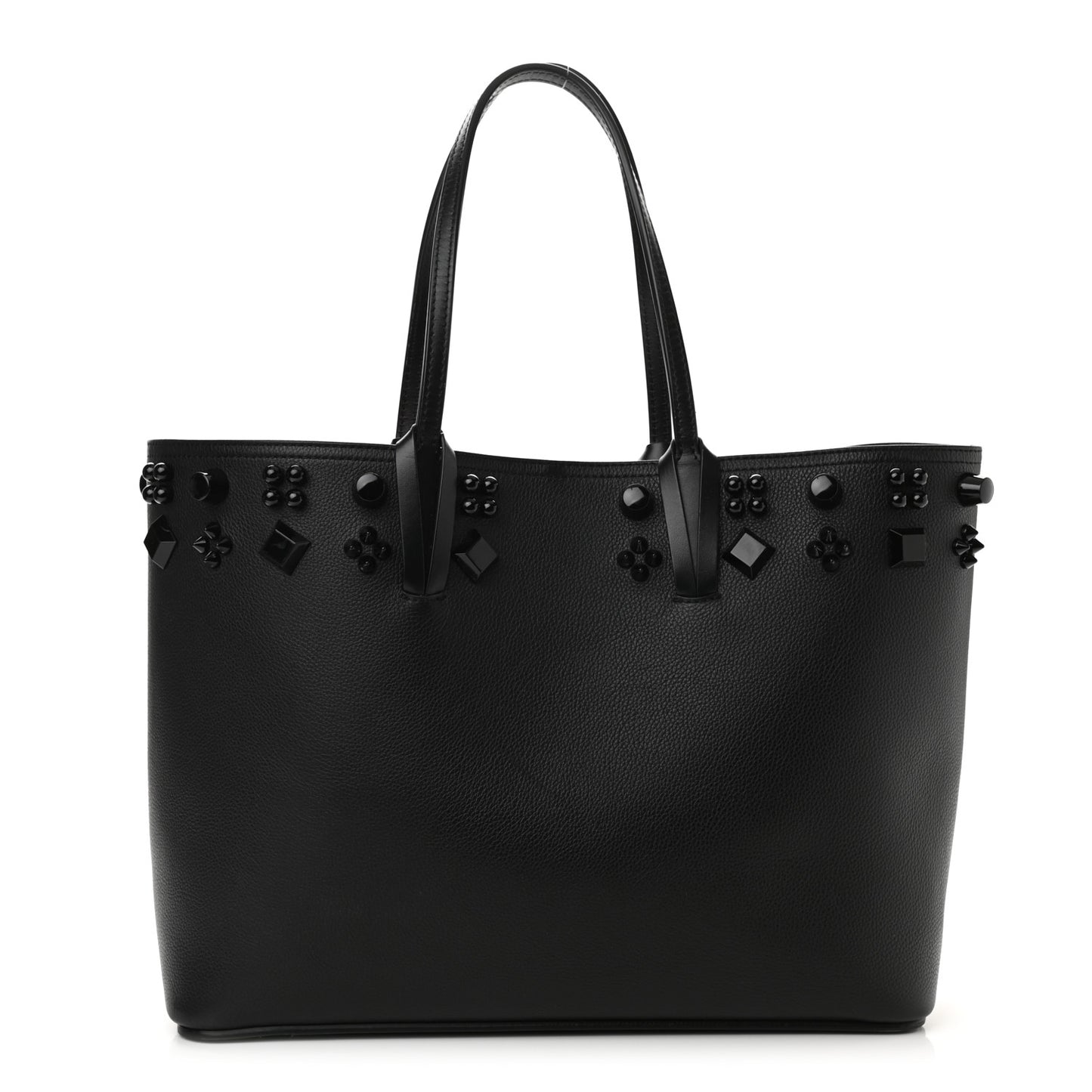 Calfskin Empire Spike Studded East West Cabata Tote Black