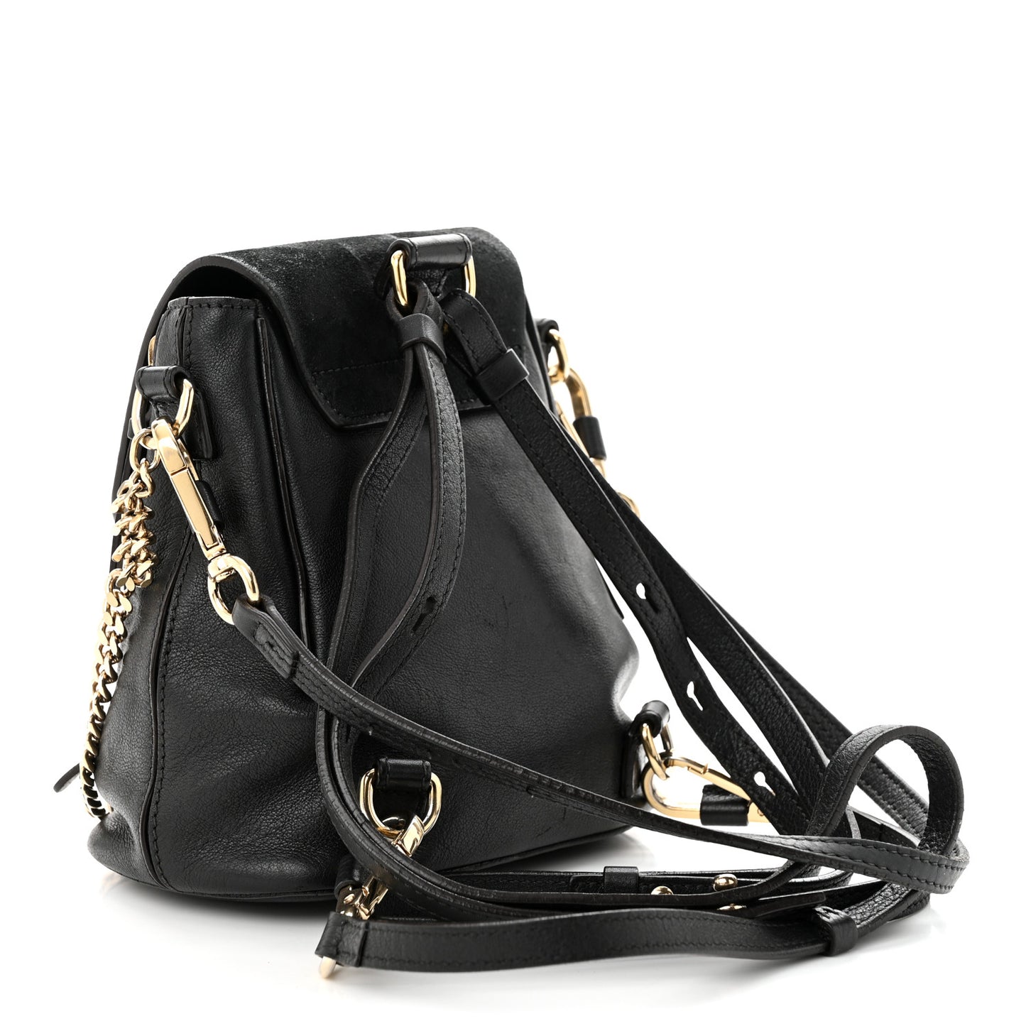 Suede Calfskin Mini Faye Backpack Black