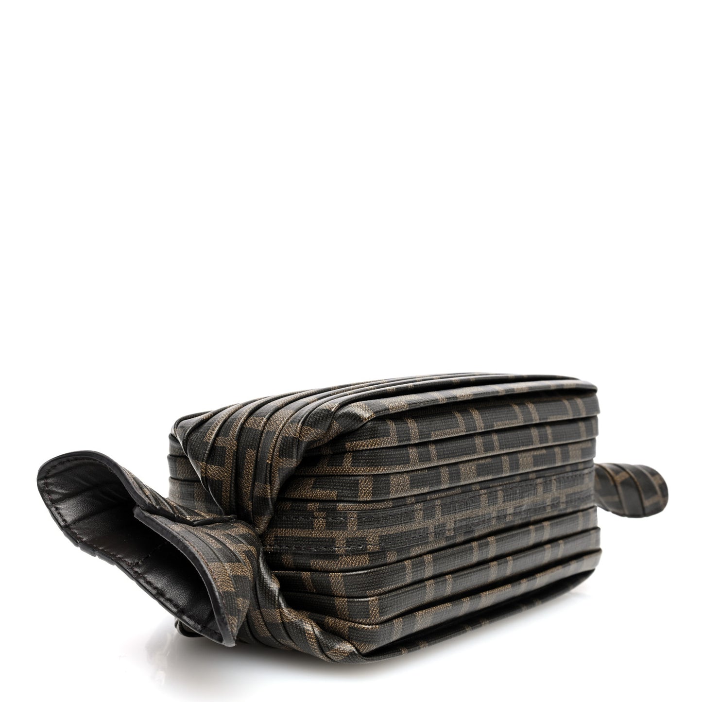 Glazed Fabric FF Pleated Candy Bag Brown