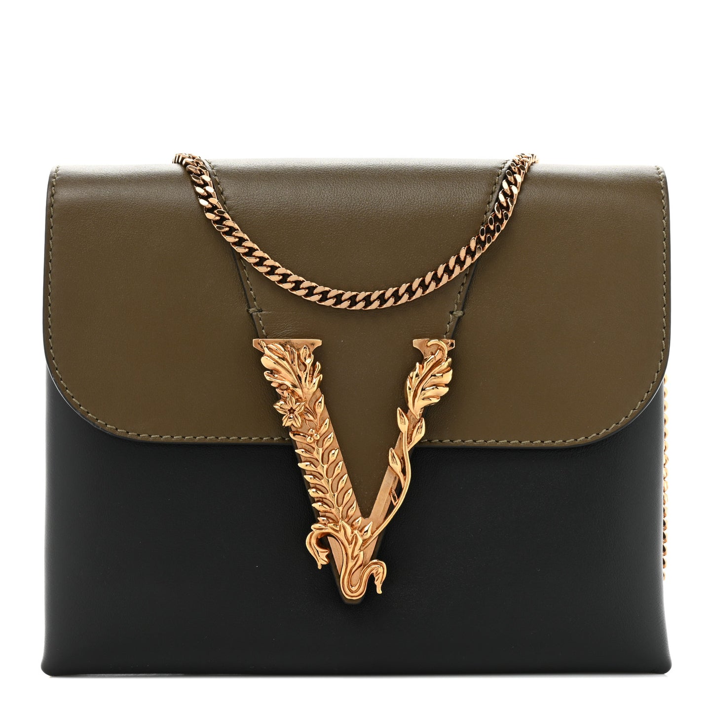Vitello Virtus Chain Clutch Black Khaki