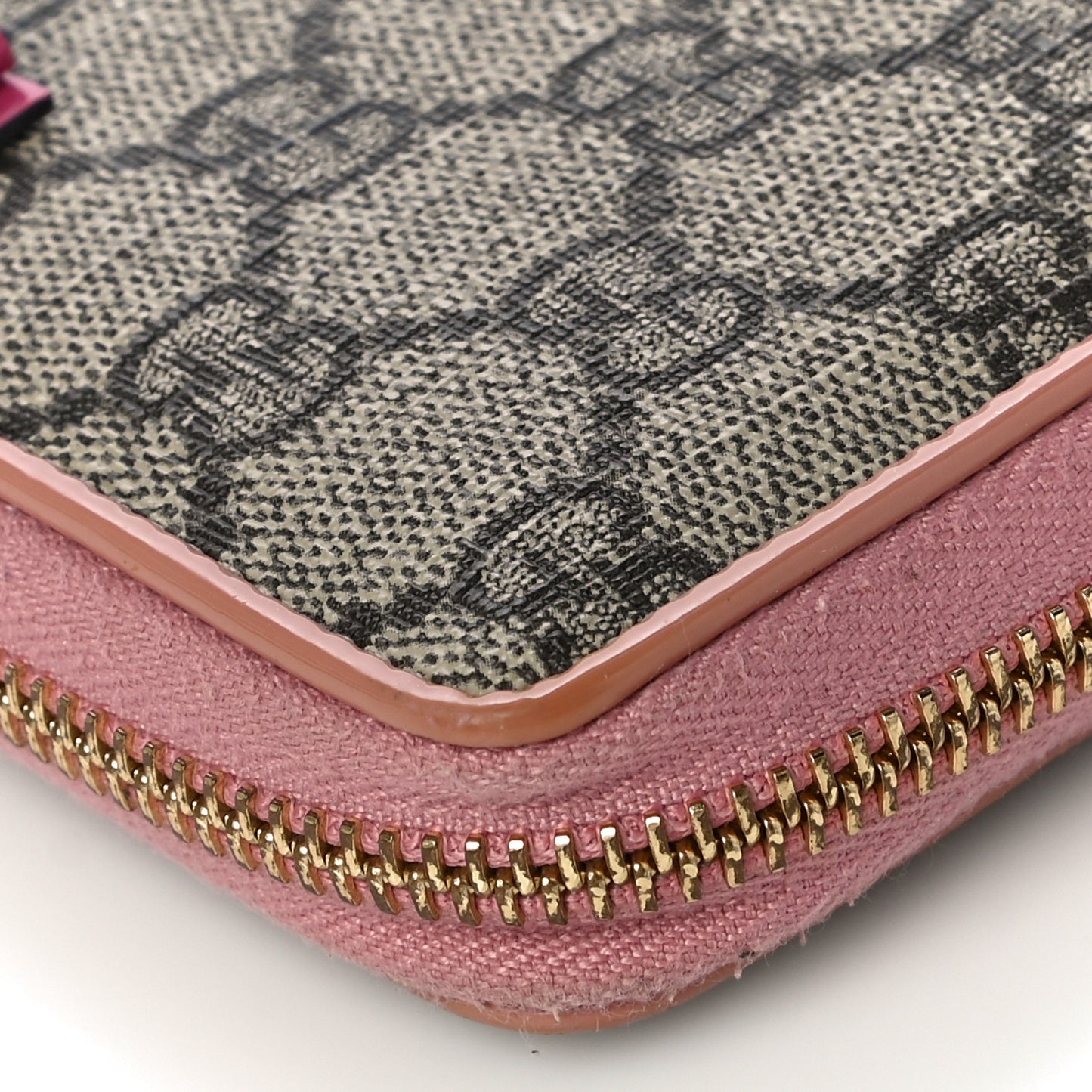Monogram Bow Zip Around Wallet Pink