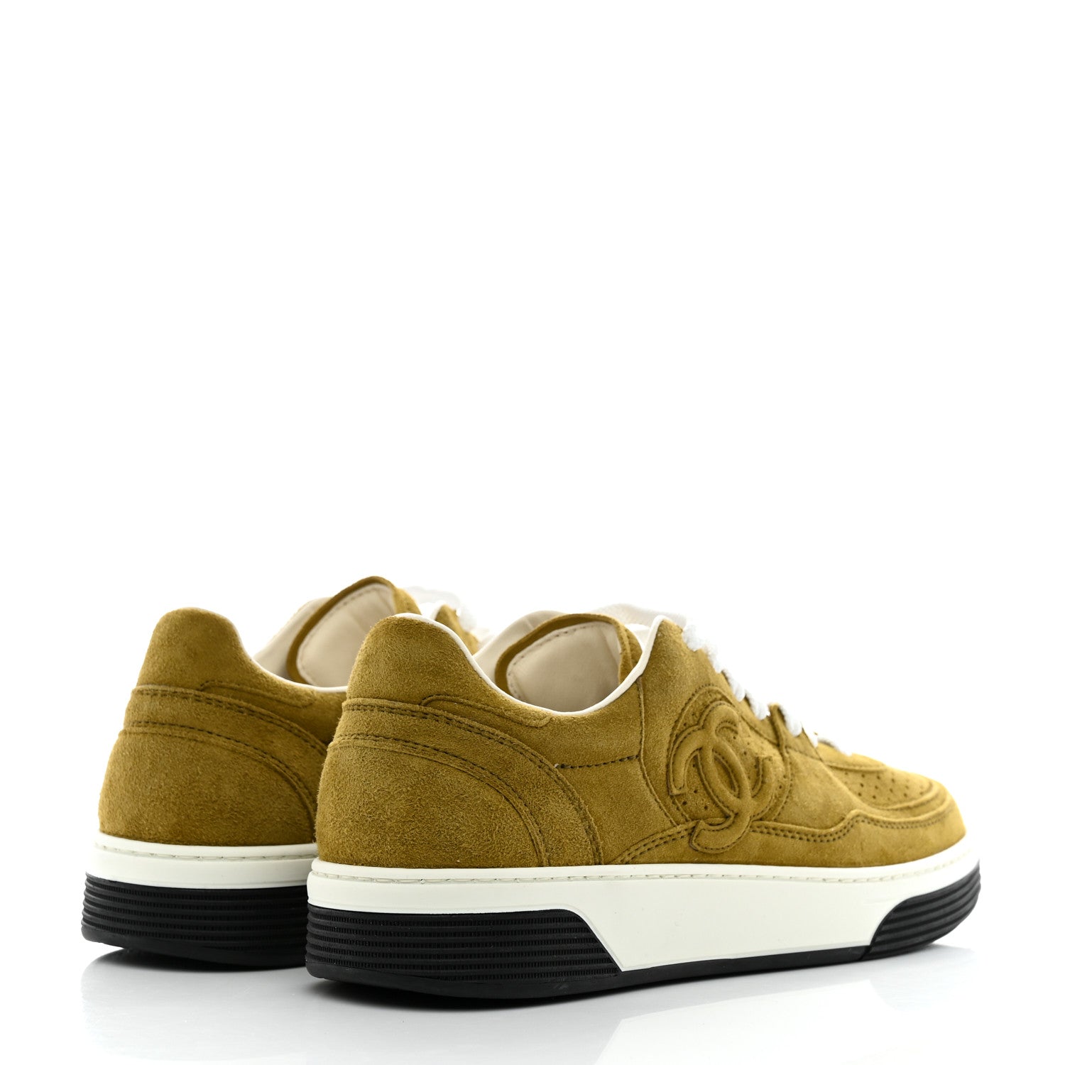 Chanel Suede Kidskin Womens CC Sneakers 39.5 Green 4 of 9