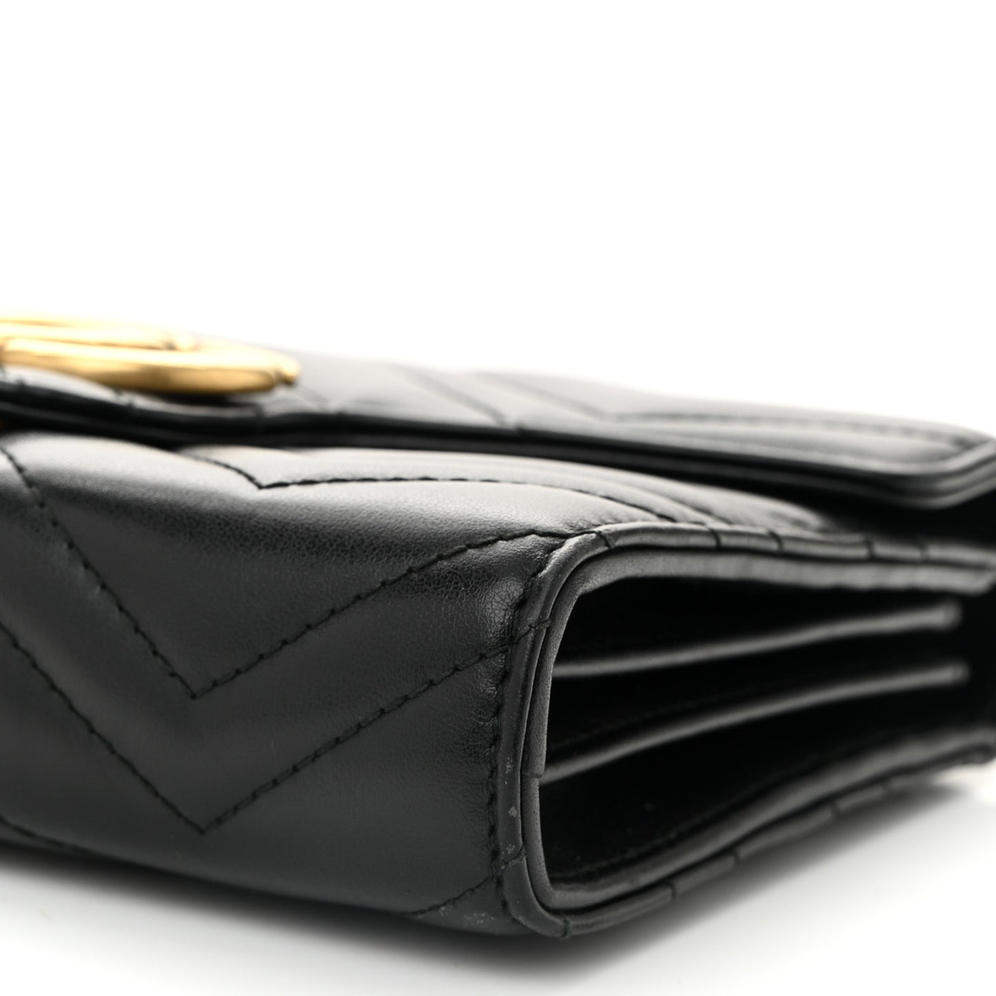 Calfskin Matelasse GG Marmont Chain Wallet Black