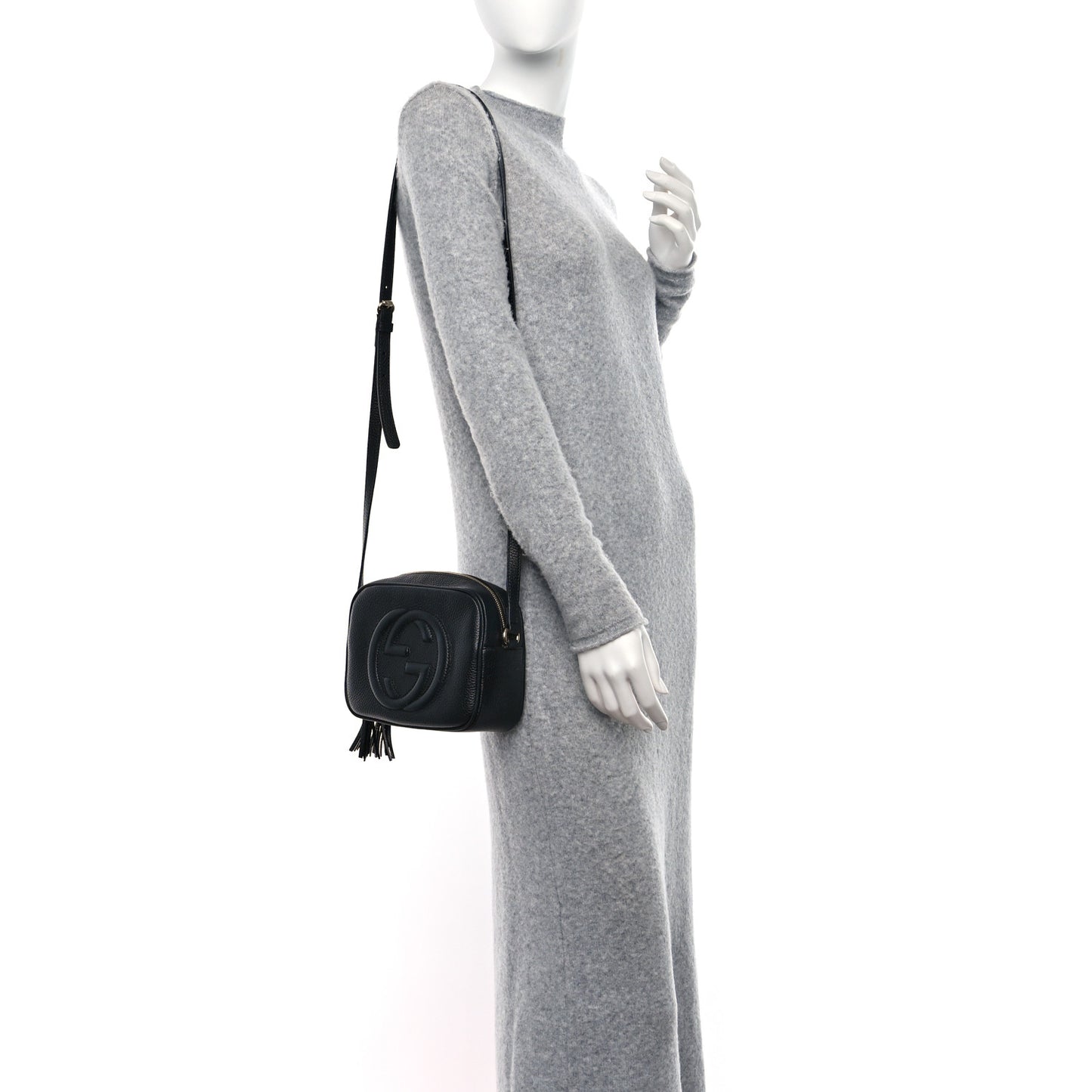 Pebbled Calfskin Small Soho Disco Bag Black