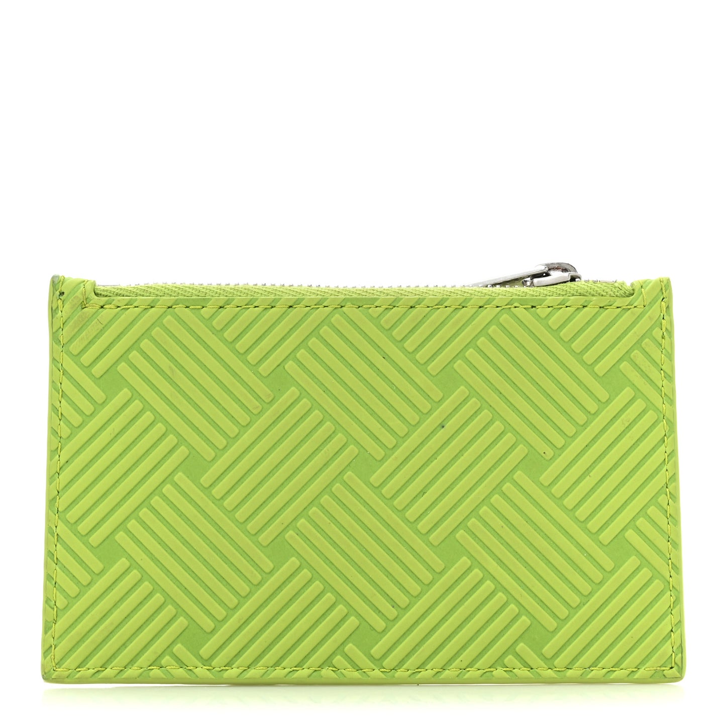 Nappa Embossed Intrecciato Zipped Card Case Kiwi