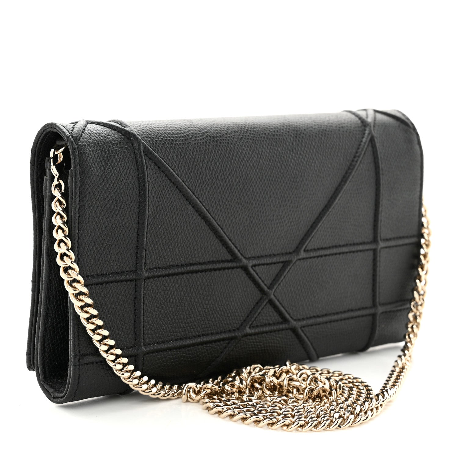 Christian Dior Grained Calfskin Diorama Croisiere Chain Wallet Black 3 of 10