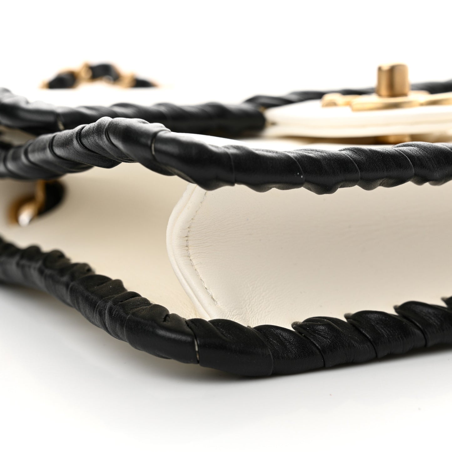 Braided Calfskin Mini My Own Frame Flap White