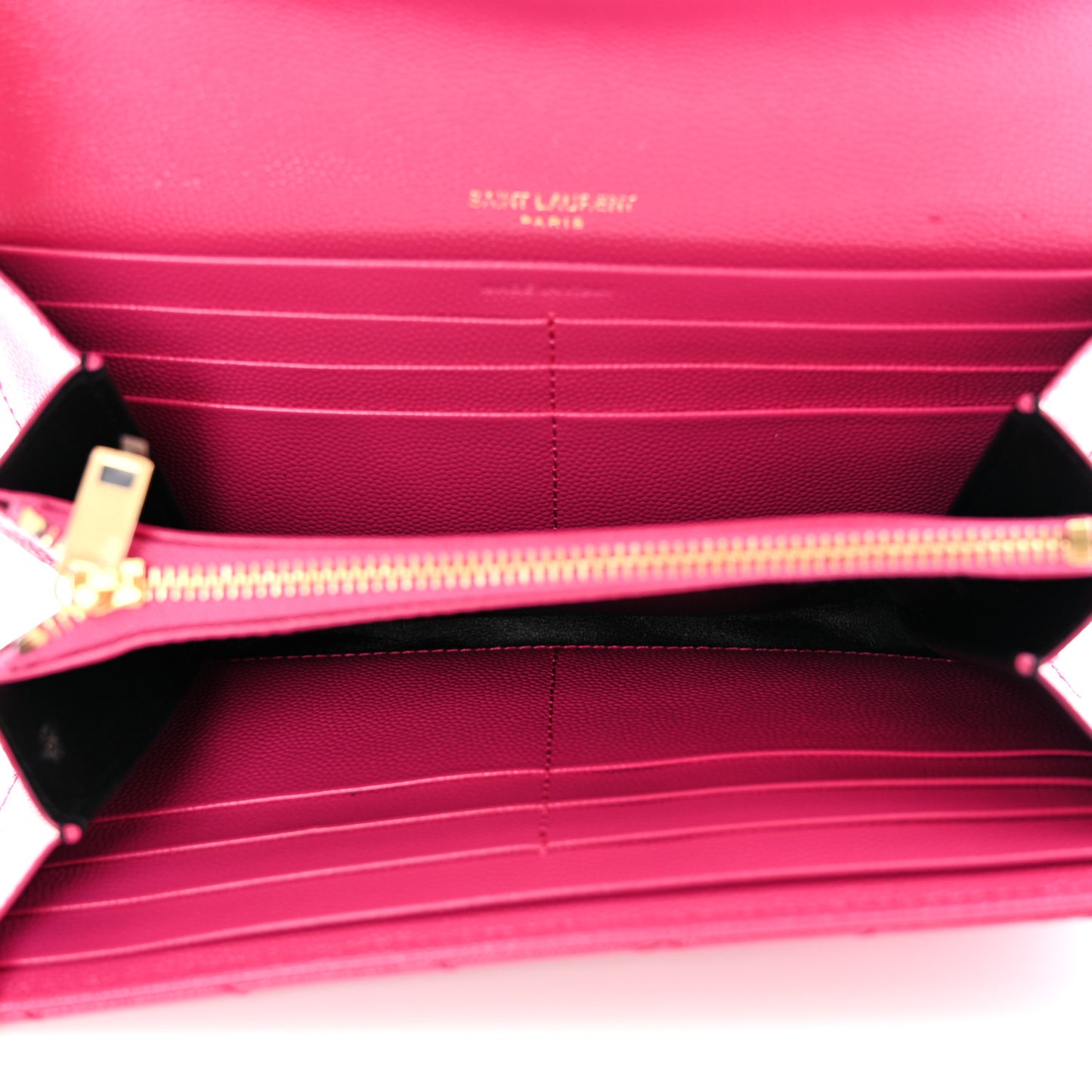 Grain De Poudre Matelasse Chevron Monogram Flap Wallet Fuxia