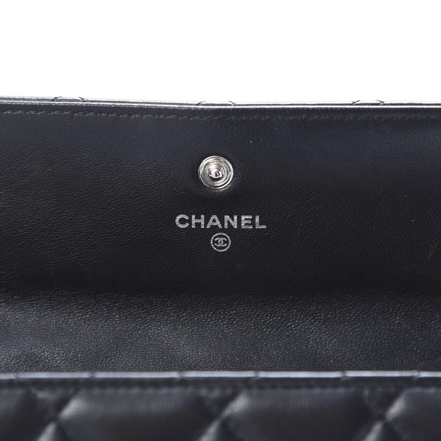 Lambskin Quilted Large Gusset Flap Wallet Black