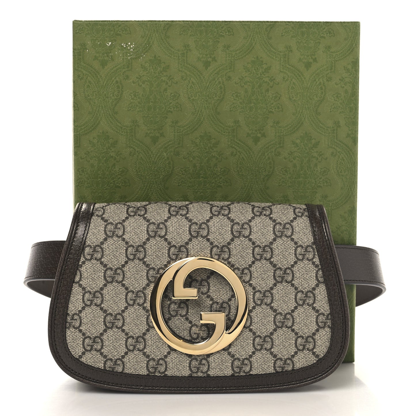GG Supreme Monogram Textured Dollar Calfskin Blondie Belt Bag 80 32 Beige Ebony New Acero