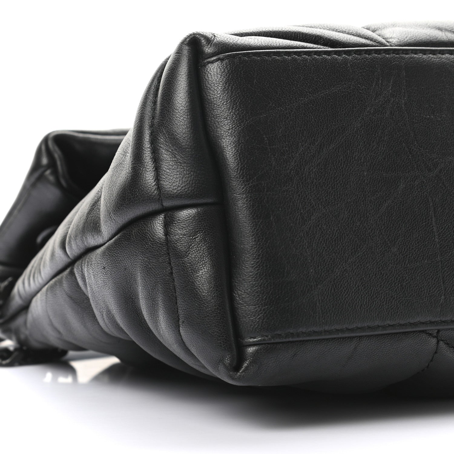 Saint Laurent Lambskin Quilted Small Loulou Puffer Monogram Chain Satchel Black 8 of 9