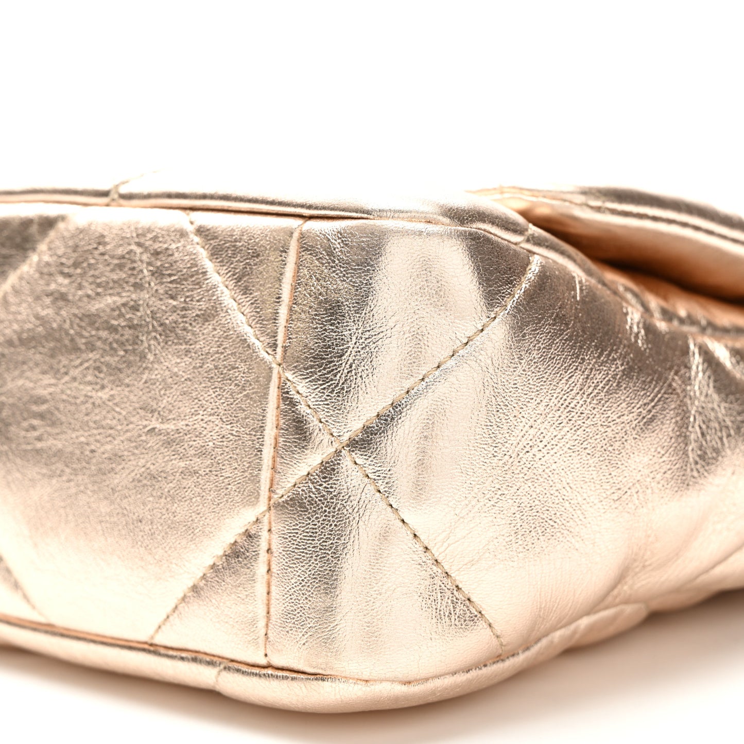 Metallic Lambskin Quilted Medium Chanel 19 Flap Gold