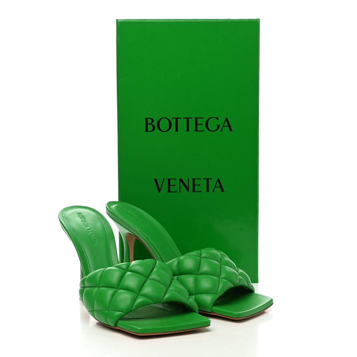 Nappa Matelasse Padded Mule Sandals 38 Parakeet