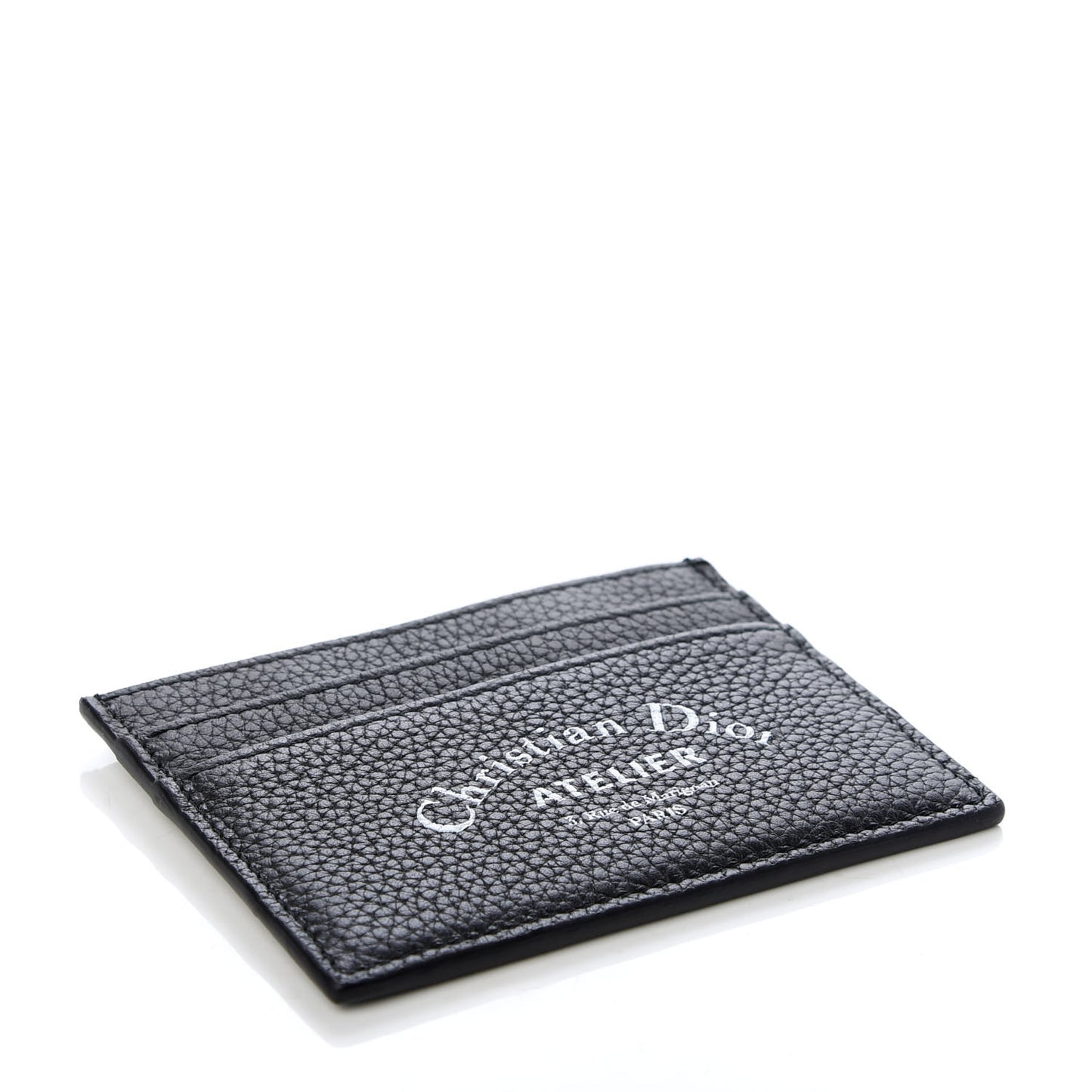 Grained Calfskin Card Holder Black