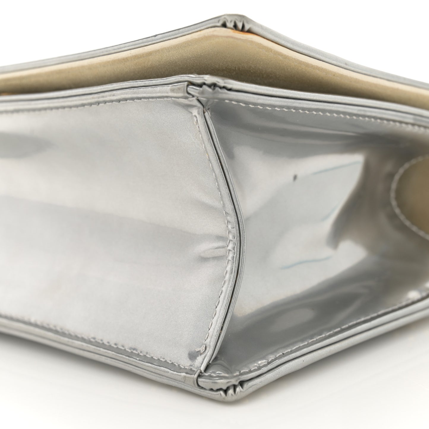 Metallic Patent Studded Small Diorama Flap Bag Silver