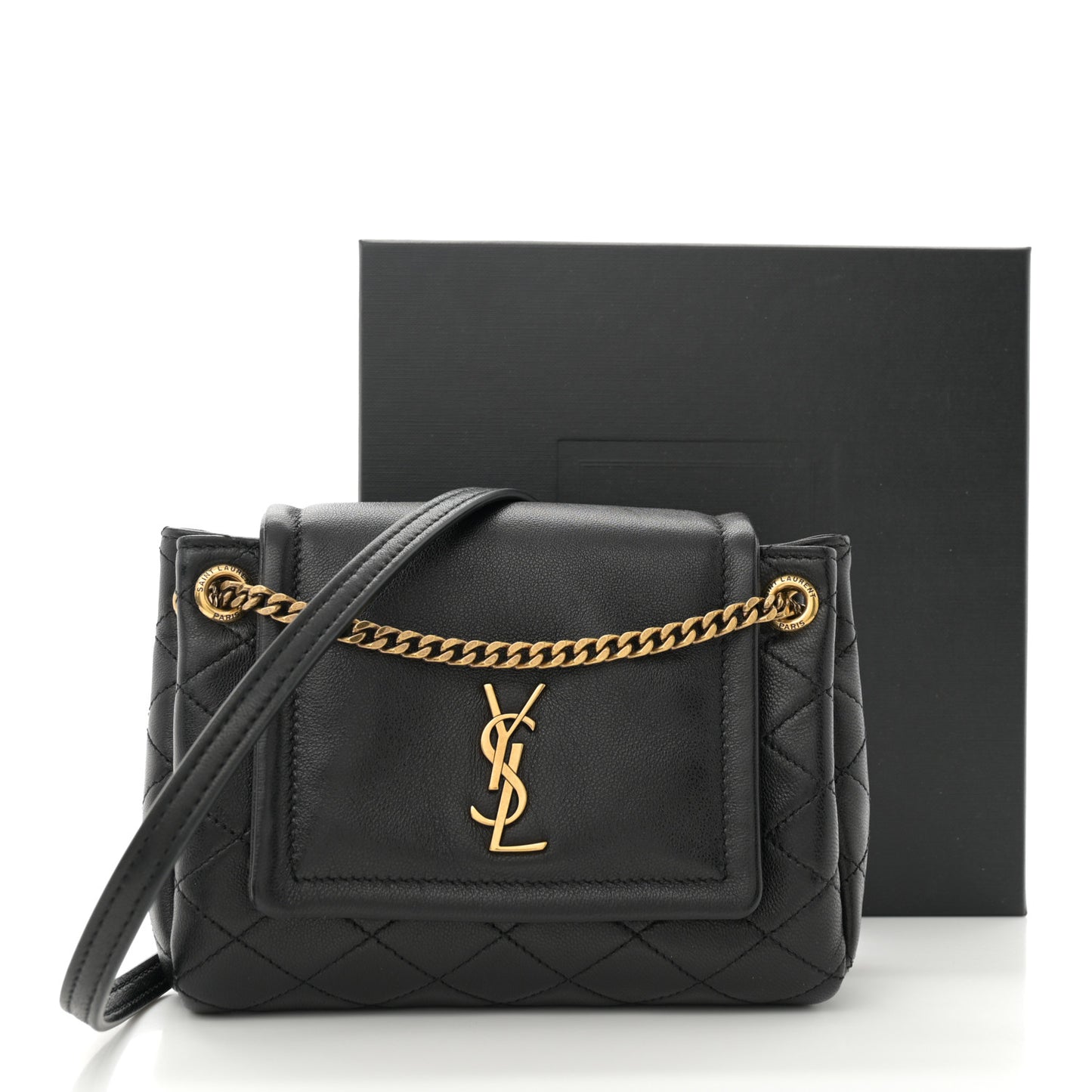 Lambskin Quilted Monogram Mini Nolita Black