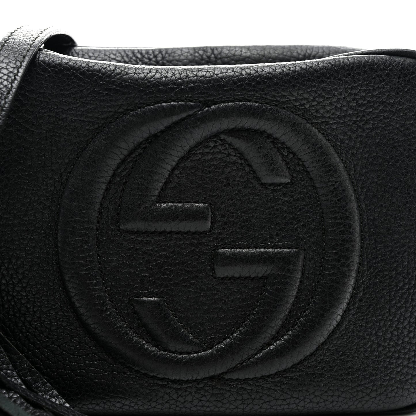 Pebbled Calfskin Small Soho Disco Bag Black