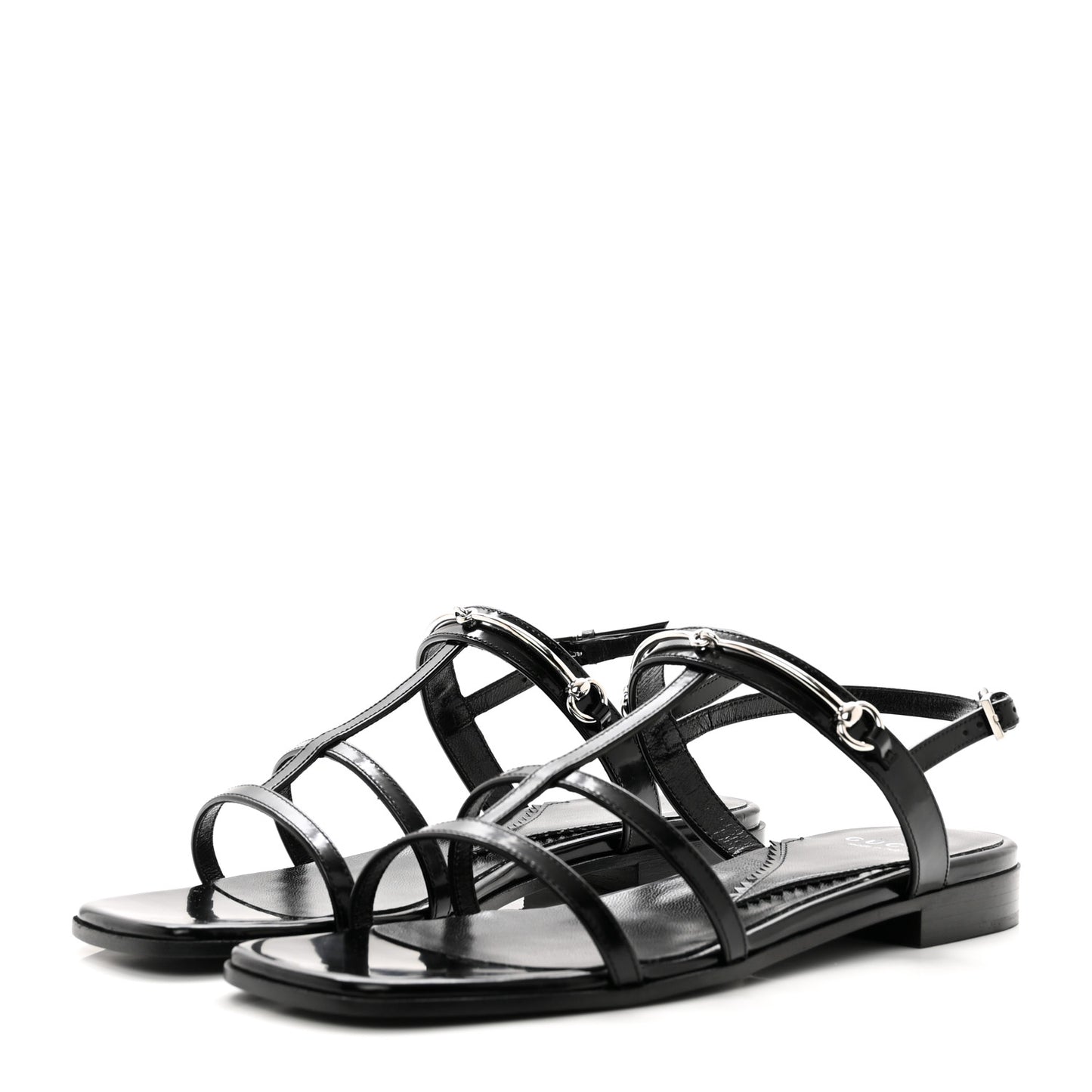 Calfskin Horsebit Divine Slingback Sandals 37 Black