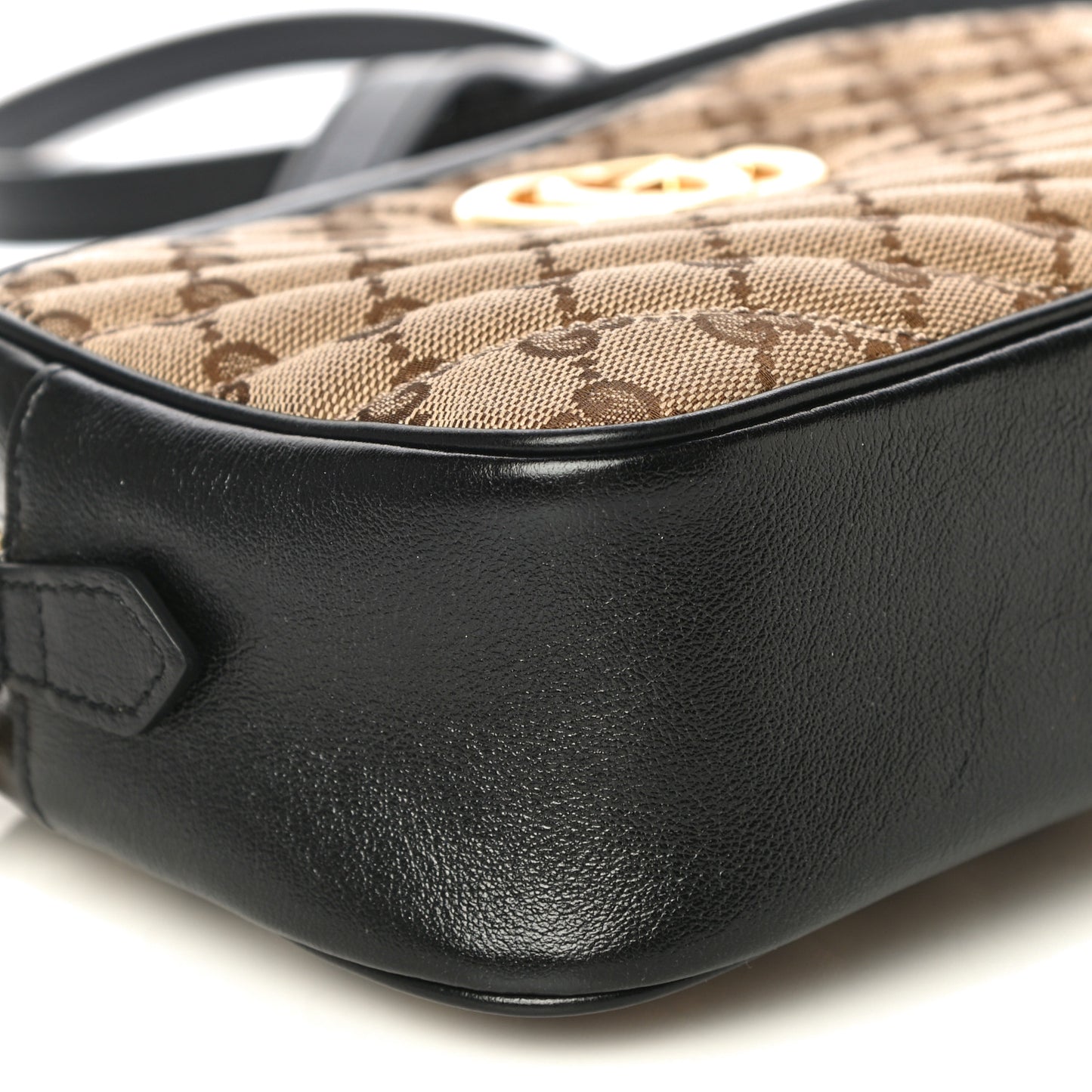 Monogram Matelasse Diagonal Small GG Marmont Chain Shoulder Bag Beige Black