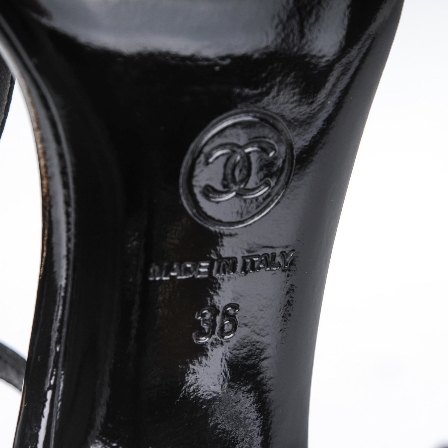 Chanel Patent Gripoix Pearl Sandals 36 Black 6 of 9