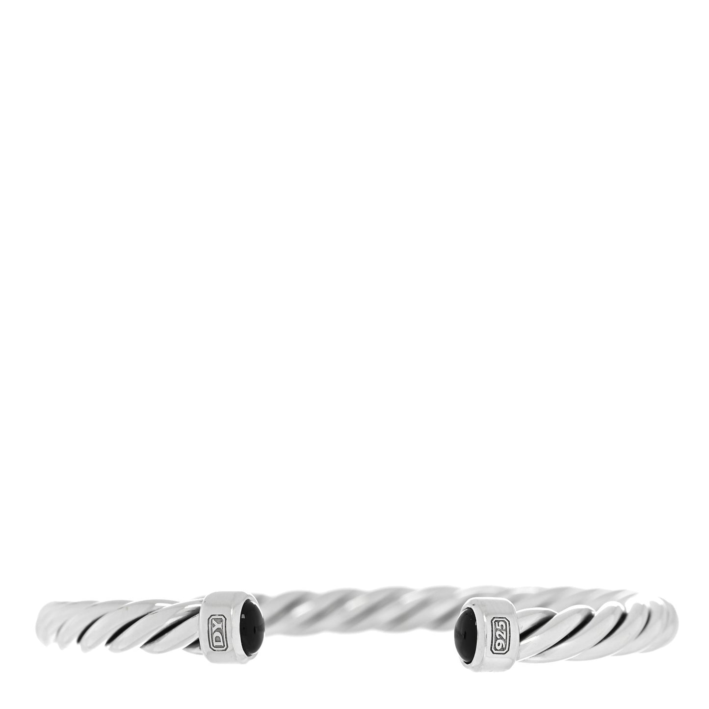 Sterling Silver Black Onyx Cable Classic Cuff Bracelet