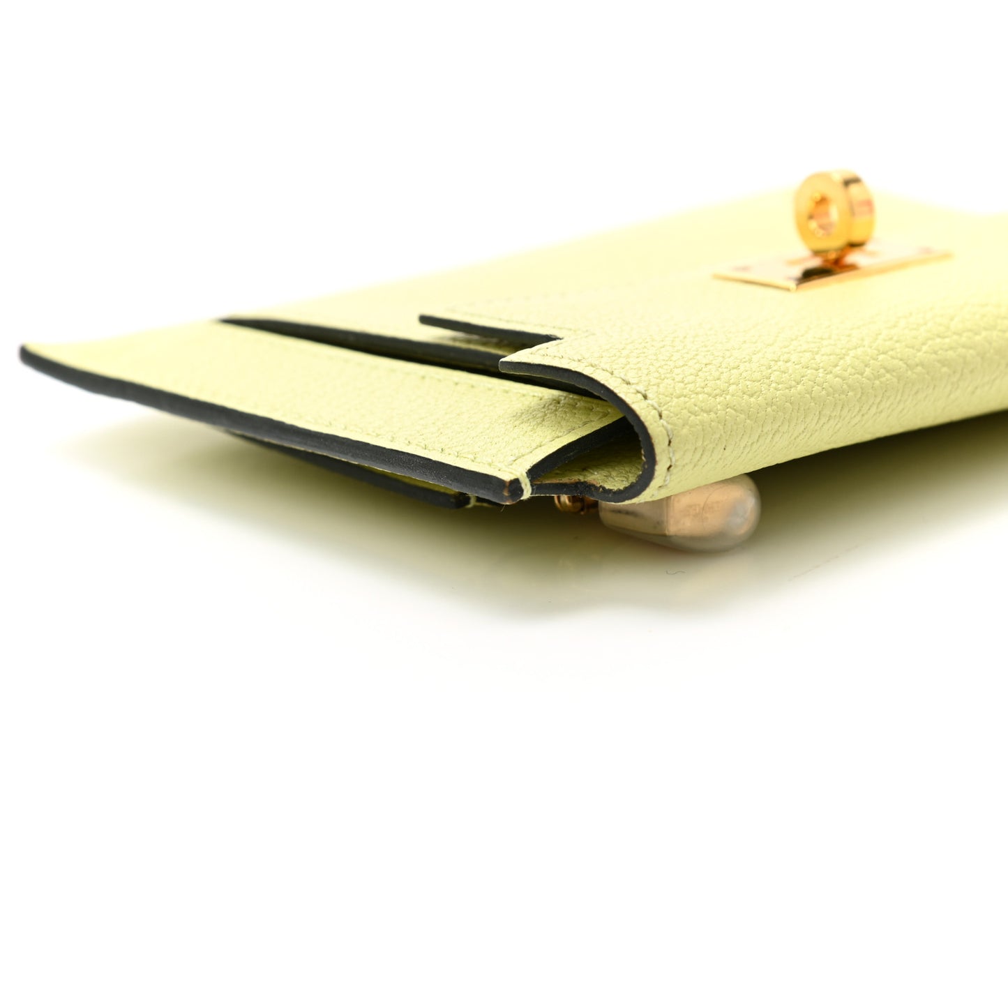 Chevre Mysore Kelly Pocket Compact Wallet Jaune Bourgeon