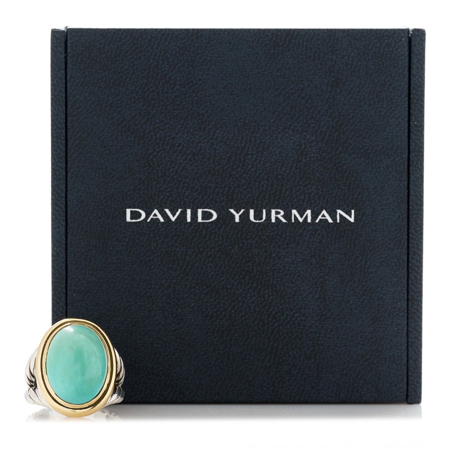 Sterling Silver 18K Yellow Gold Turquoise 13mm Signature Oval Ring 54 6.75