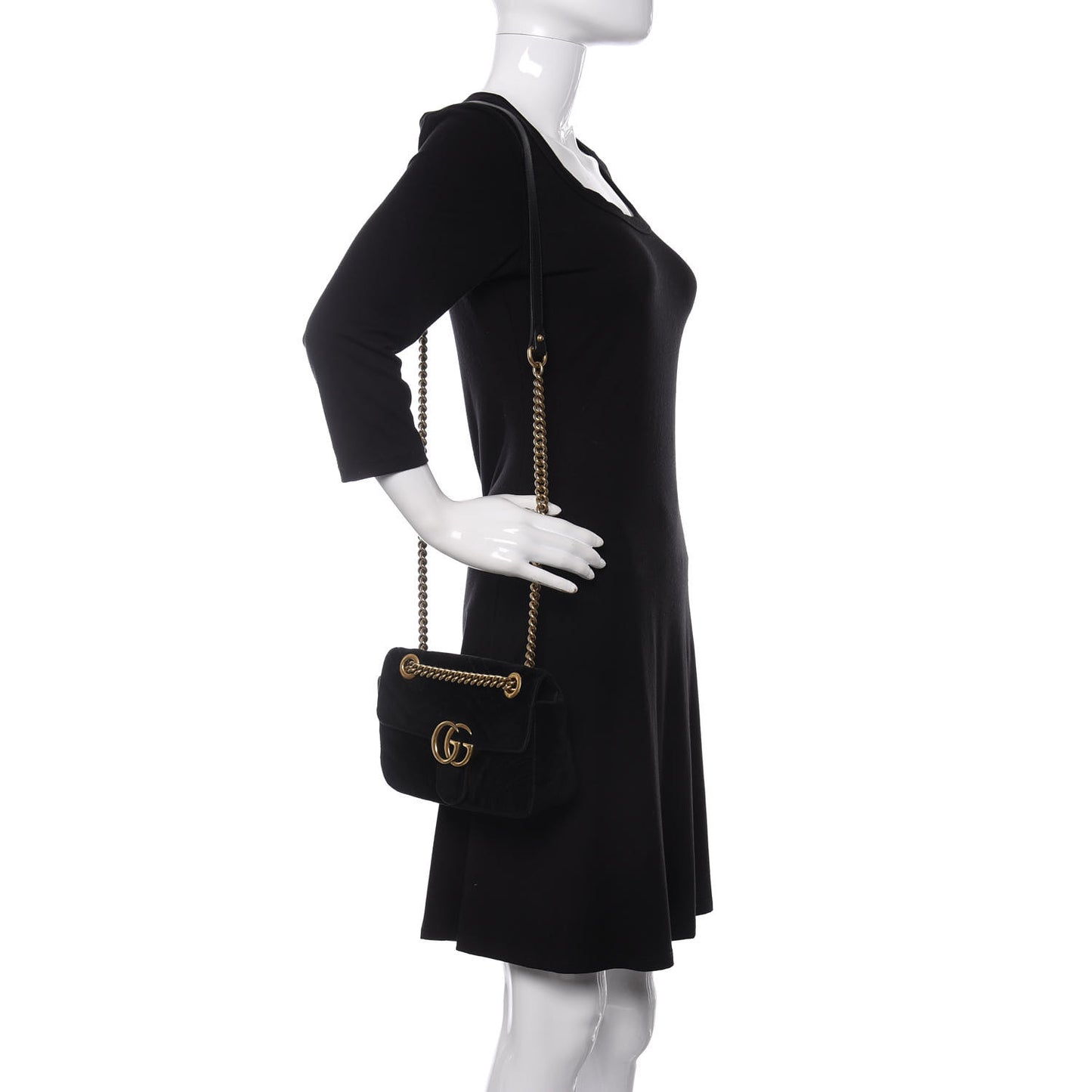 Velvet Matelasse Mini GG Marmont Shoulder Bag Black