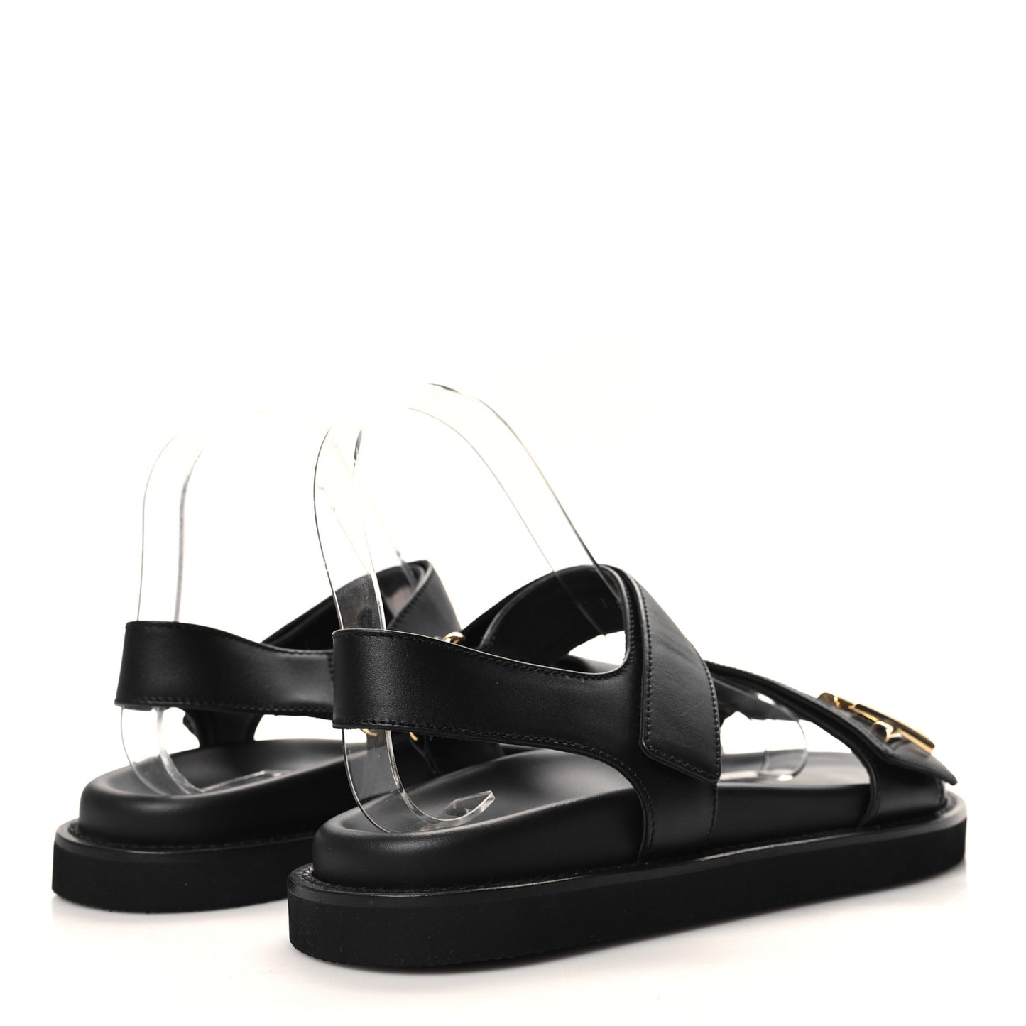 Lambskin Sunset Comfort Flat Sandals 38 Black