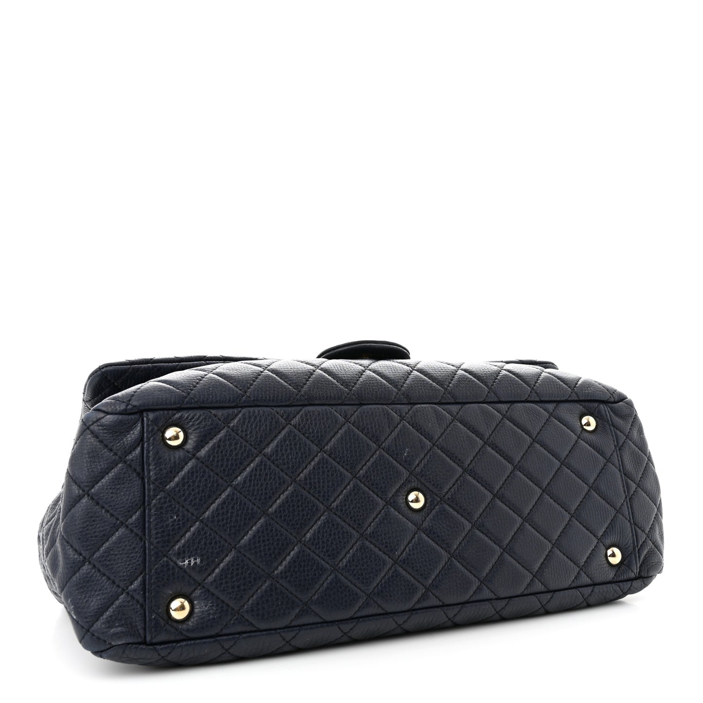 Calfskin Quilted XXL Travel Flap Bag Navy