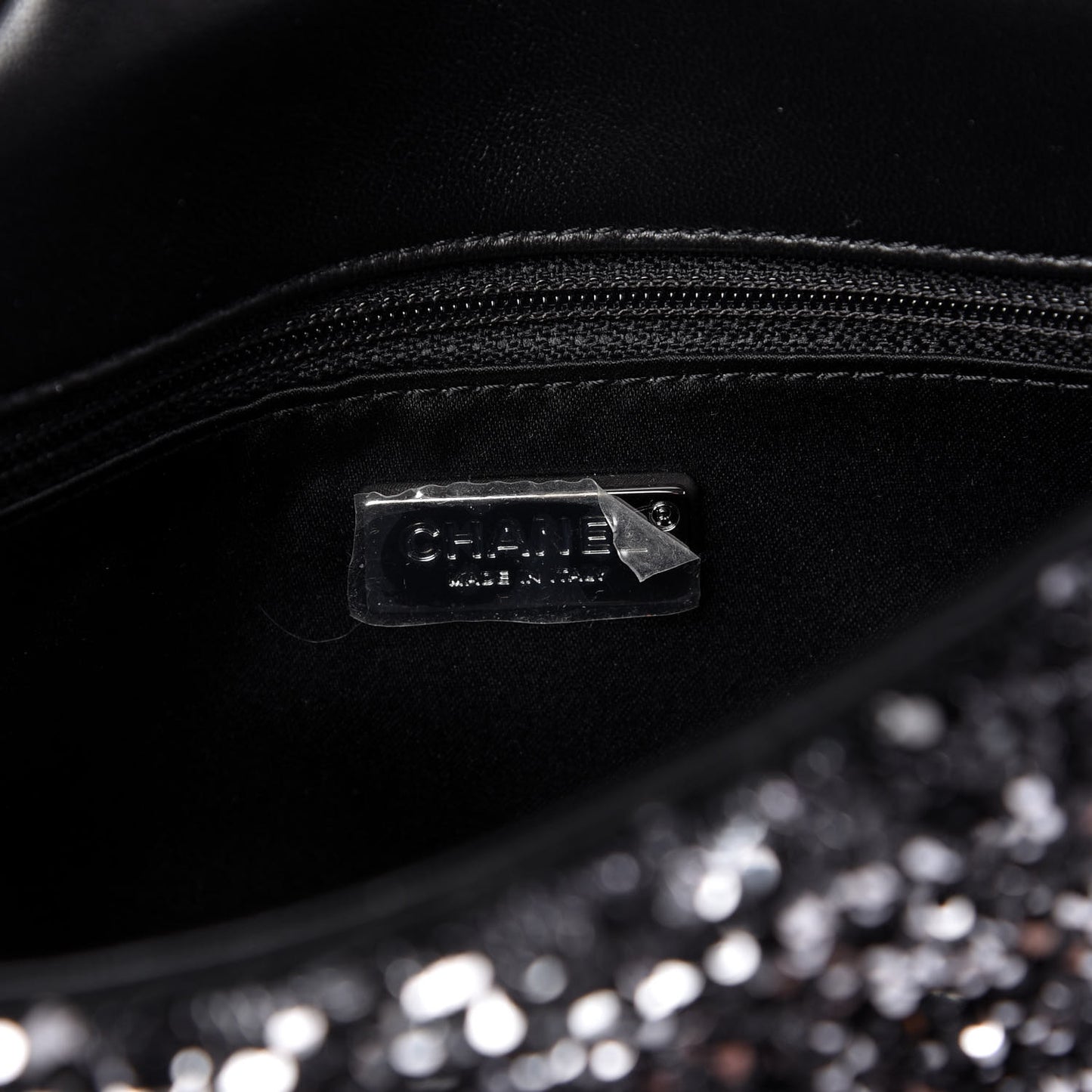 Sequin Single Flap Silver Black Silver
