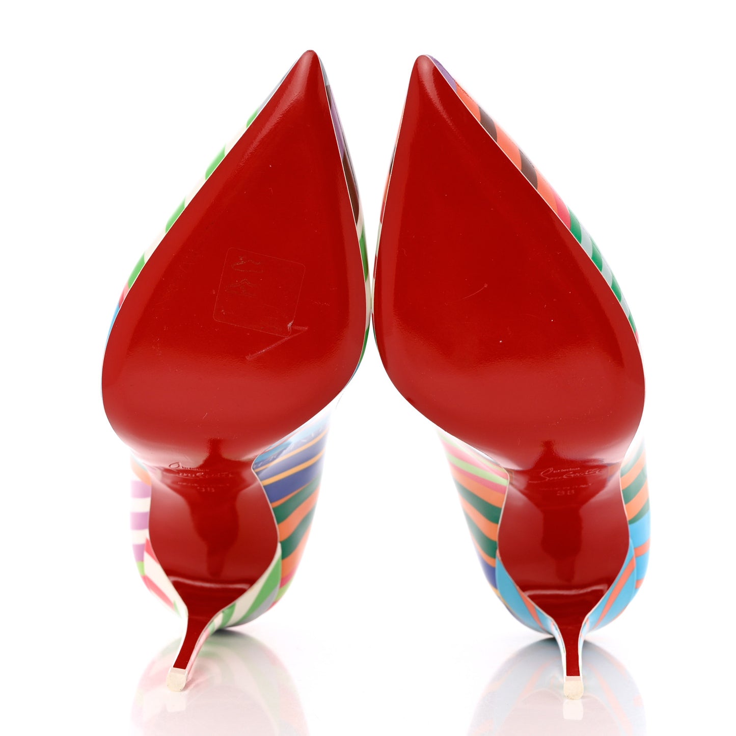 Patent Striped Print Hot Chick 100 Pumps 38 Multicolor