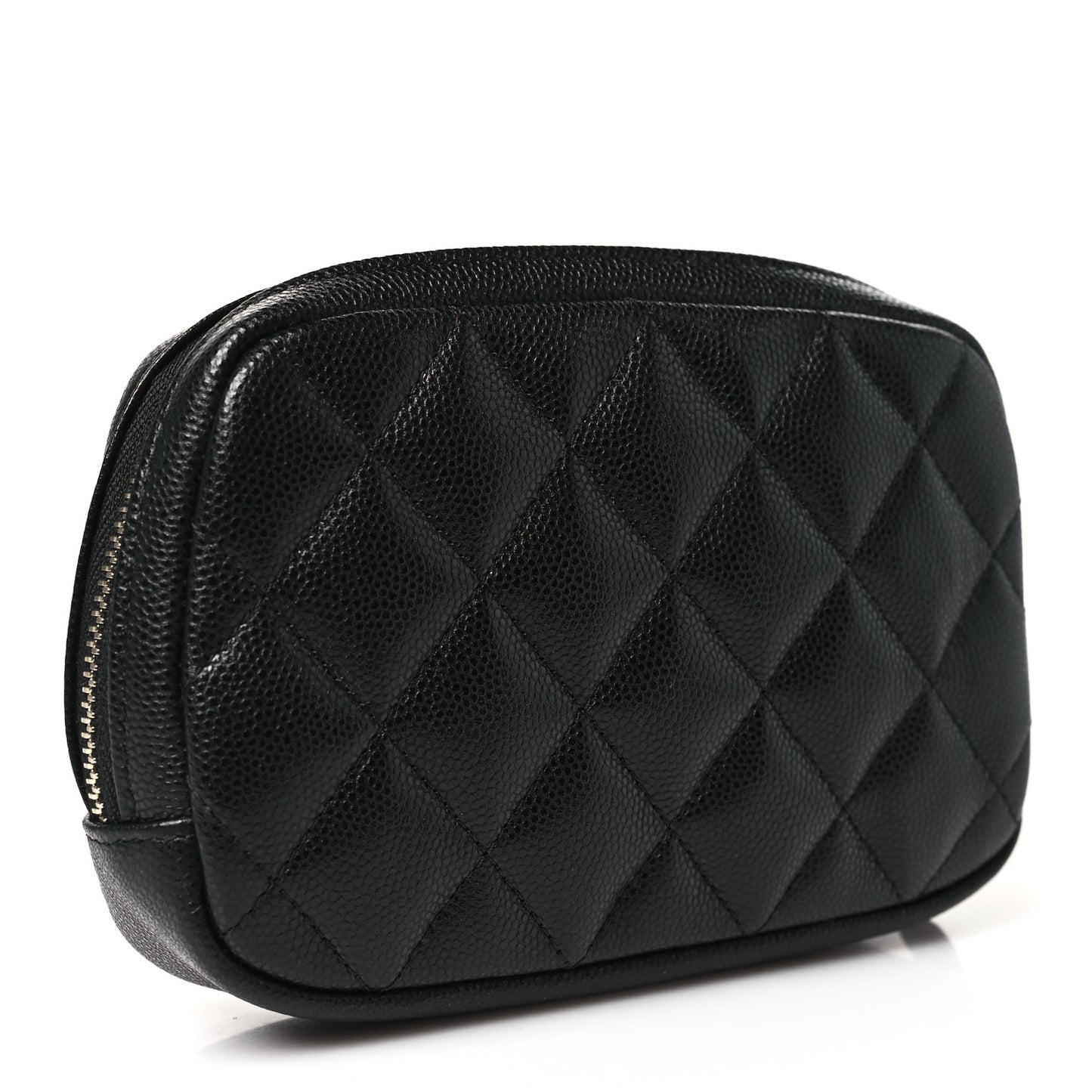 Caviar Quilted Small Curvy Pouch Cosmetic Case Black