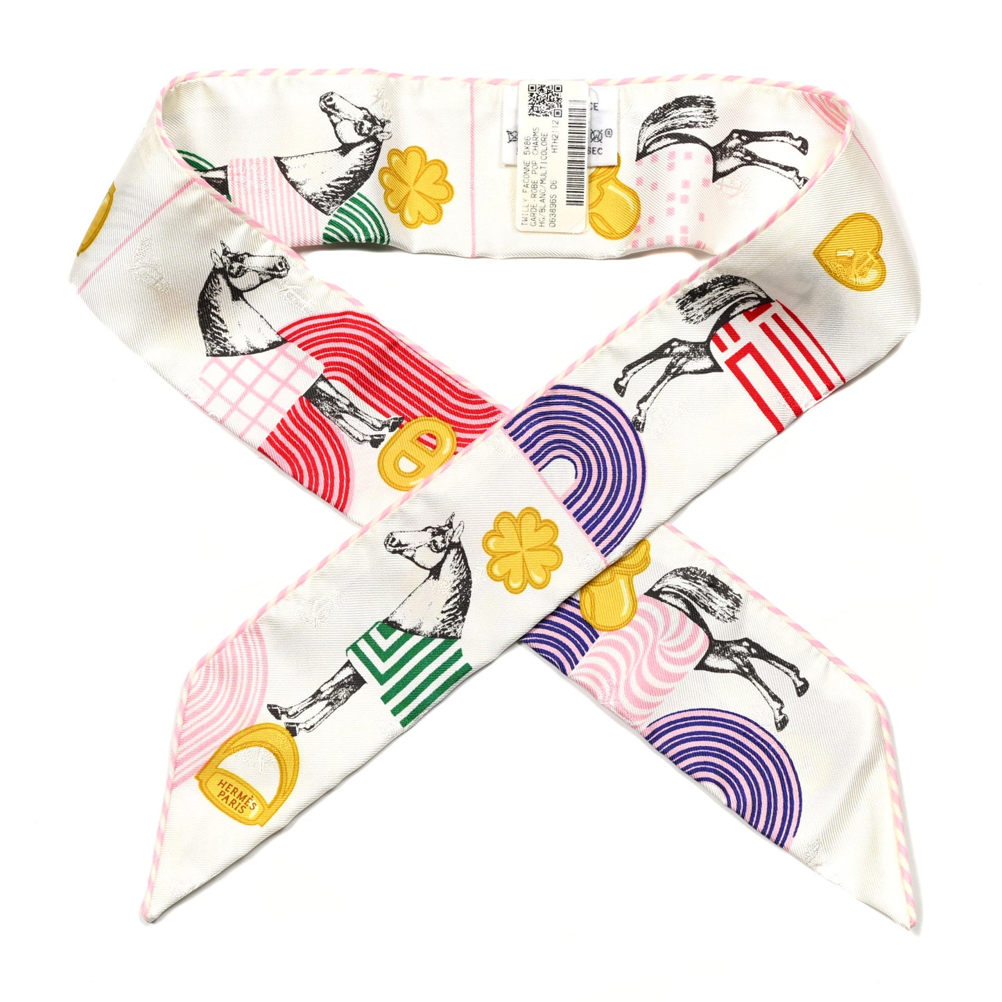 Silk Garde Robe Pop Charms Twilly White Multicolor