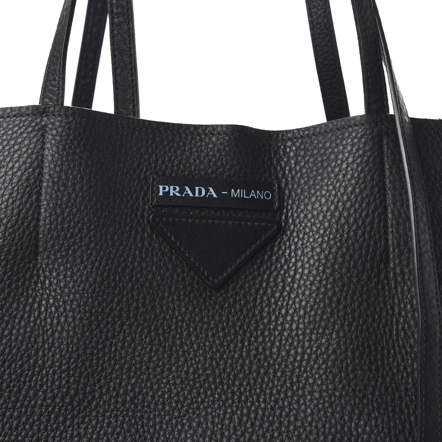 Prada Vitello Daino Etiquette Shopping Bag Black 9 of 12