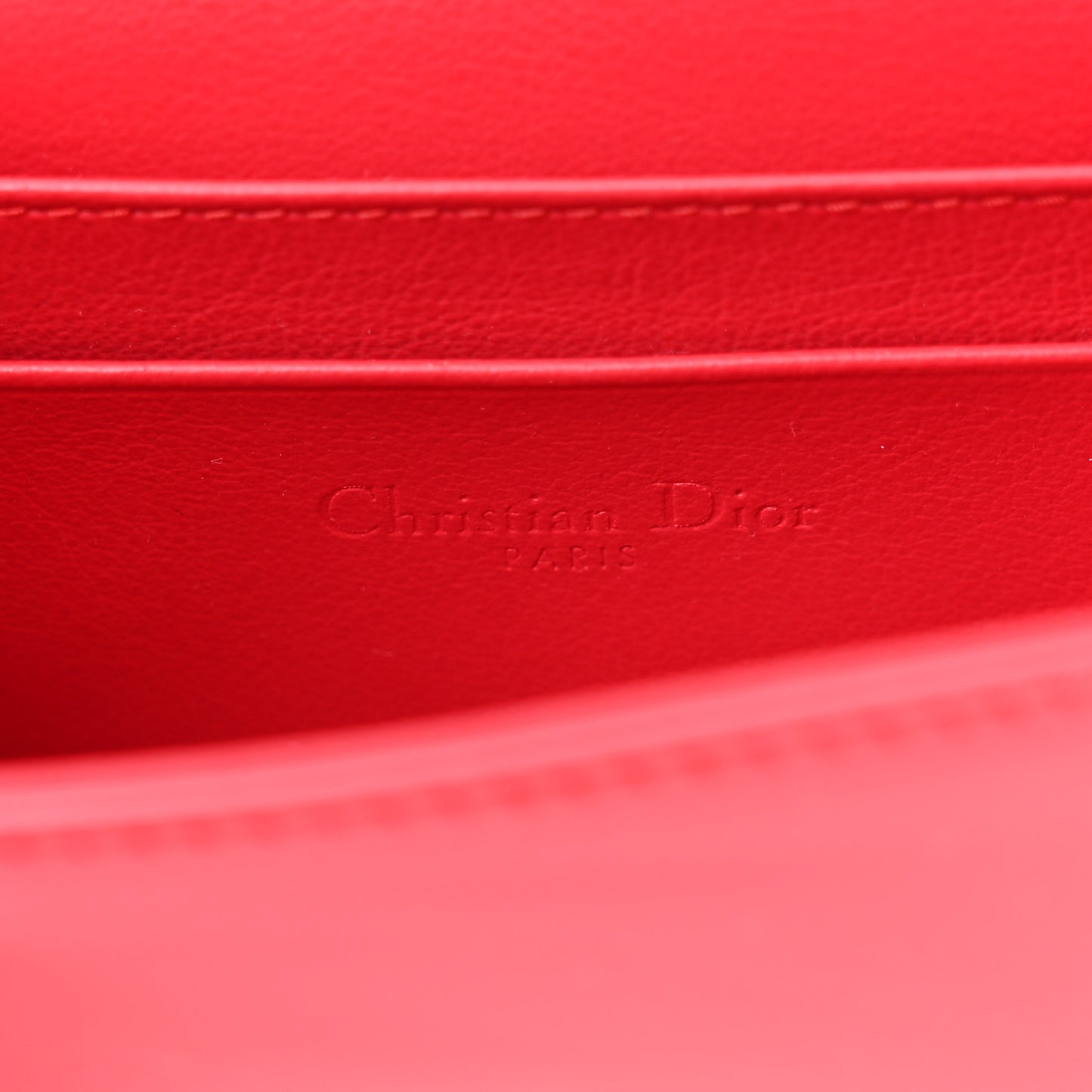 Patent Cannage Nano Lady Dior Pouch Red