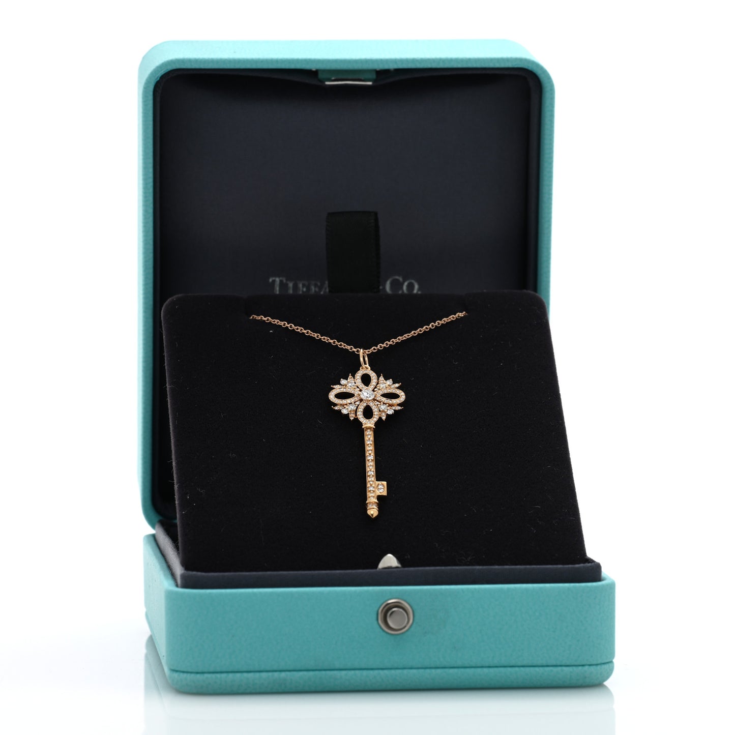 18K Rose Gold Diamond Medium Victoria Key Pendant Necklace