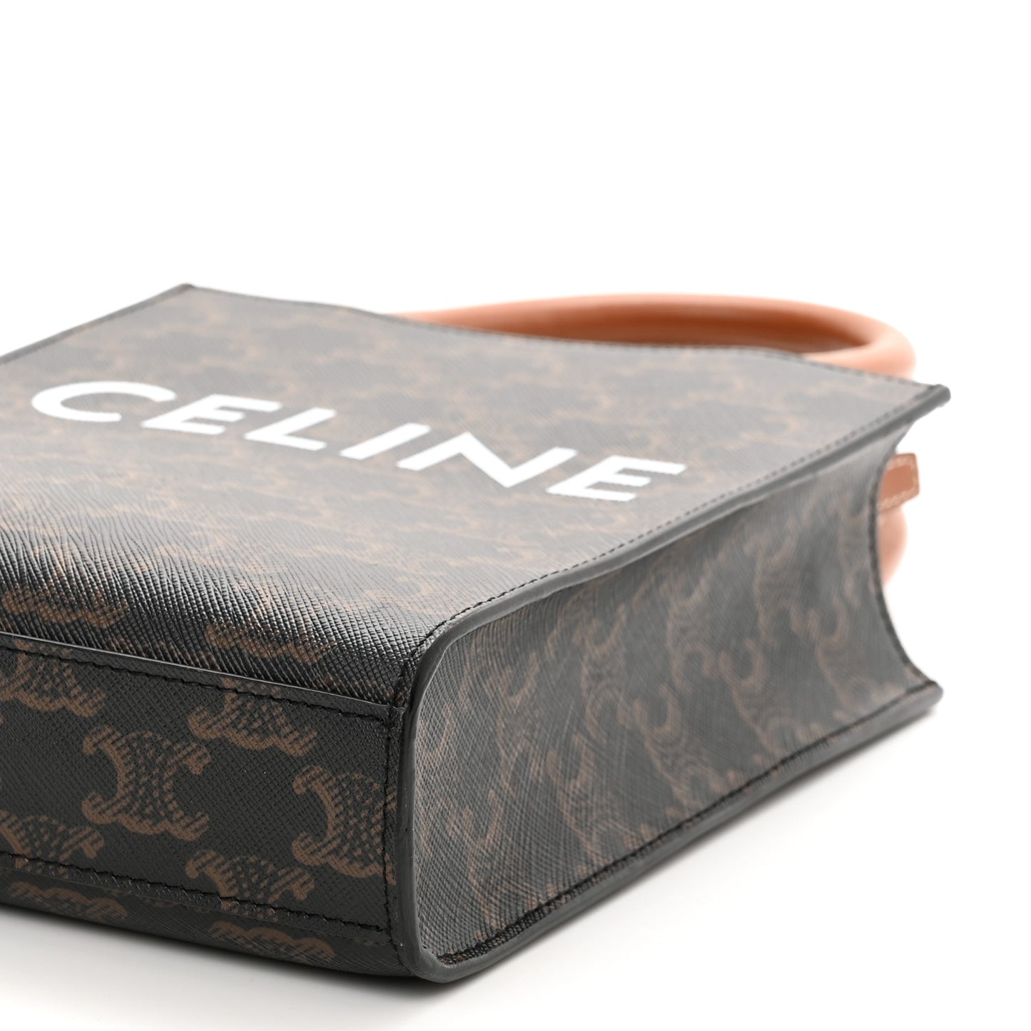 Triomphe Canvas Calfskin Mini Vertical Cabas Tan