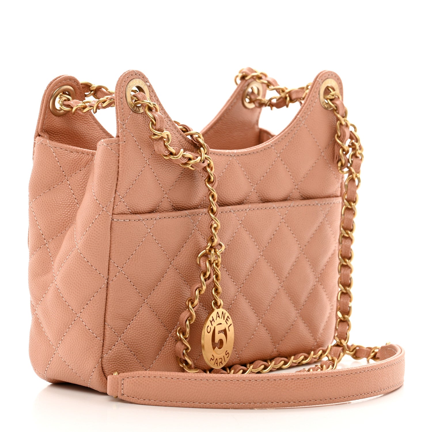 Chanel Caviar Quilted Small Wavy CC Hobo Coral 3 of 11