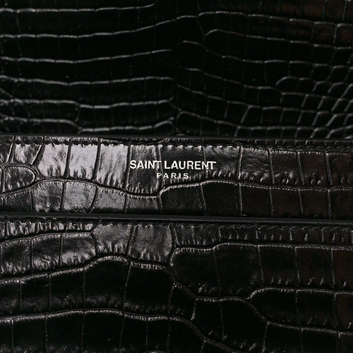 Calfskin Crocodile Embossed Large Monogram Sunset Black